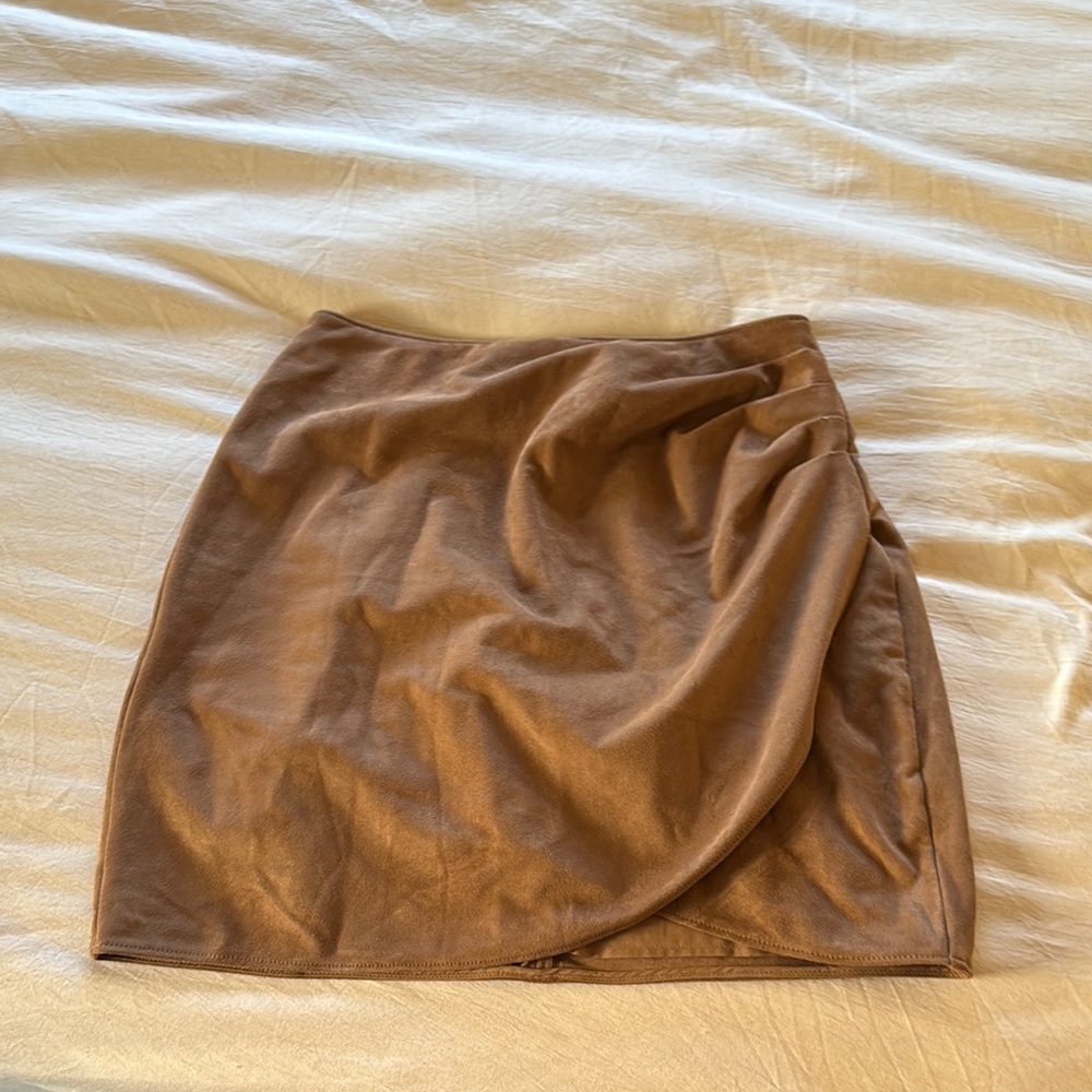 Abercrombie & Fitch Brown Suede Ruched Mini Skirt